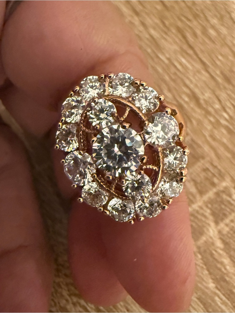 Elegant Rose Gold Cluster Halo Cocktail Ring with Clear Stones